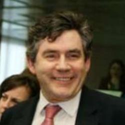 Deep funneled image of Gordon Brown