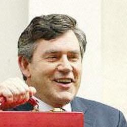 Deep funneled image of Gordon Brown