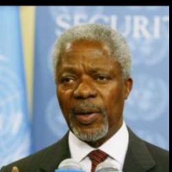 Deep funneled image of Kofi Annan