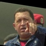 Funneled image of Hugo Chavez